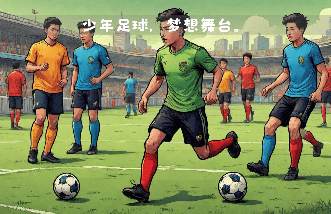 足球大赛中激烈较量，球队斗志昂扬